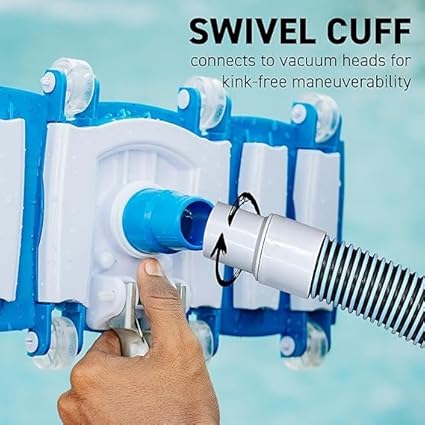 Plopex Swimming Pool Heavy Duty In-Ground Pool Vacuum Hose with Swivel Cuff, Swimming Pool Suction Pipe (Low Density Polyethylene (LDPE), 30 Feet)
