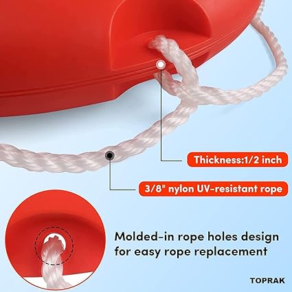 Life Buoy Ring Outer Material Hard Polyurethanerubber Floating Ring Bracelet Buckle Buoy Swimming Use Water Rescue Life Saving Rope Sports Equipment (Orange)