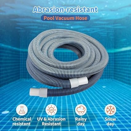 Plopex Swimming Pool Heavy Duty In-Ground Pool Vacuum Hose with Swivel Cuff, Swimming Pool Suction Pipe (Low Density Polyethylene (LDPE), 30 Feet)