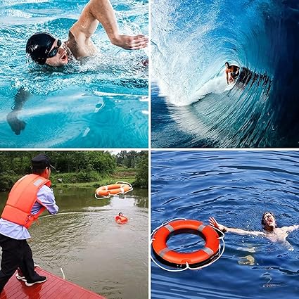 Life Buoy Ring Outer Material Hard Polyurethanerubber Floating Ring Bracelet Buckle Buoy Swimming Use Water Rescue Life Saving Rope Sports Equipment (Orange)