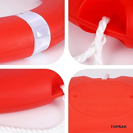 Life Buoy Ring Outer Material Hard Polyurethanerubber Floating Ring Bracelet Buckle Buoy Swimming Use Water Rescue Life Saving Rope Sports Equipment (Orange)